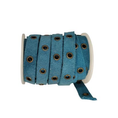 Suede Leather cords with Rivet - 10mm - turquoise