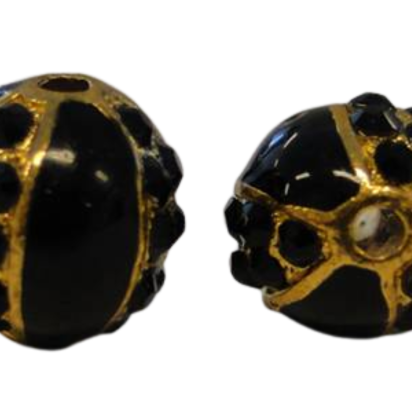 Shamballa bead - 10mm - Gold Black
