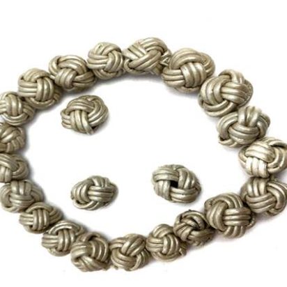 Leather Beads -12mm-Metalic Silver