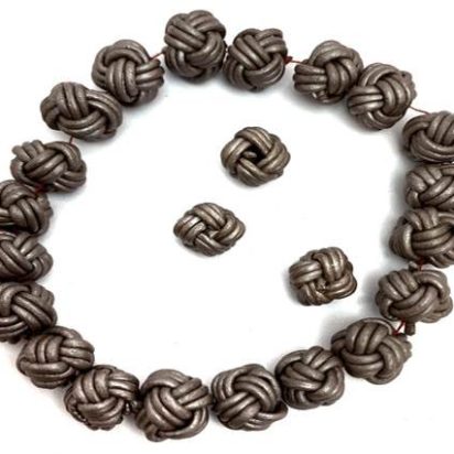 Leather Beads -12mm-Metalic Taupe