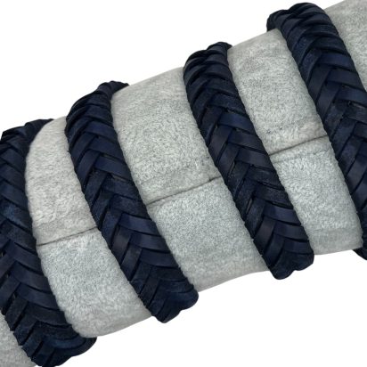 v cross braided leather cord -15mm- DARK BLUE