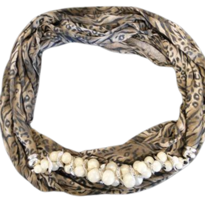 Scarf With Beads - Style 1 - Leopard