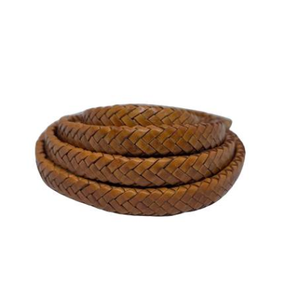 OVAL BRAIDED LEATHER CORDS KHAJUR STYLE 12X6MM - BROWN