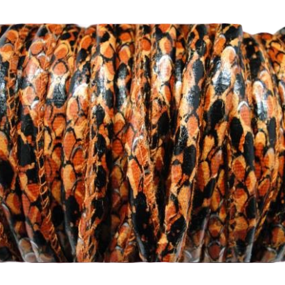 faux nappa leather 6mm Rattle Snake Style - orange
