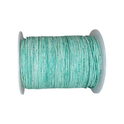Round Leather Cord -1mm-  Vintage light green with white base