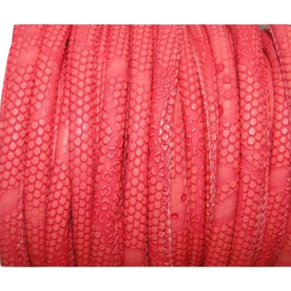 faux nappa leather 4mm Snake-Dotted-Style-Dark Pink
