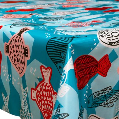 Fish Patterned Waxed Tablecloth