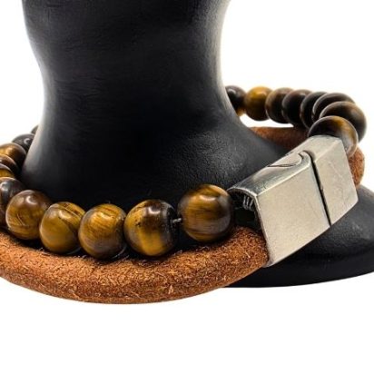 Combination Gemstone and Leather Bracelet - Style 163
