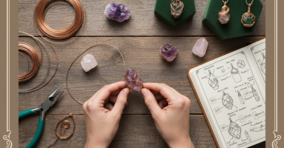 How to make easy wire wrapped crystal pendant jewellery with no drilled holes?