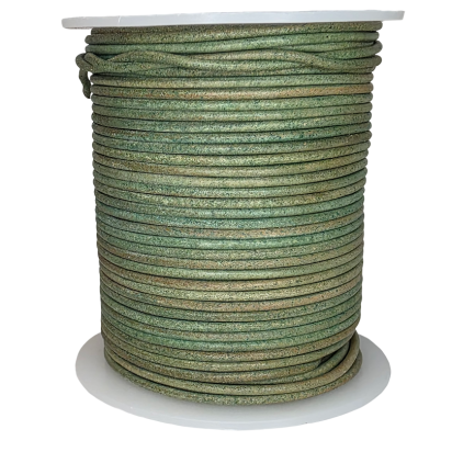 Round Leather Cord - 2mm - Vintage Green