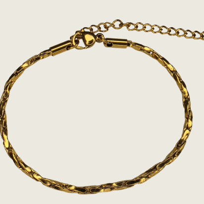 Twisted Square Boston Chain Bracelet - Gold - 2mm - Item 903