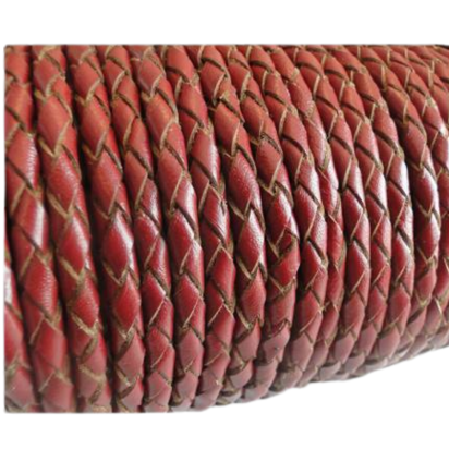 Oslo Round Braided Leather Cord SE/B/2021-Red Wine-3mm