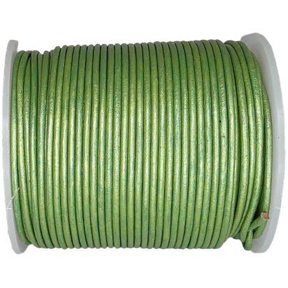 Round Leather Cord - Metallic Apple Green - 1.5mm