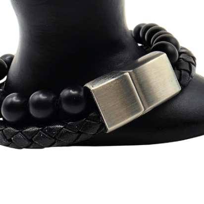 Combination Gemstone and Leather Bracelet - Style 154