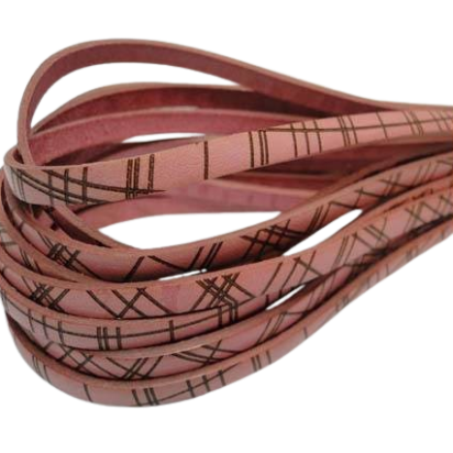 Italia Flat leather with with crossed lines-5MM-Pink