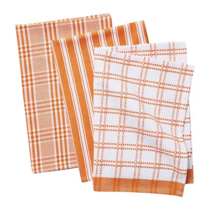 Orange and White Patterned Towels