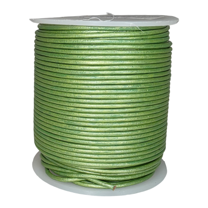 Round Leather Cord - Metallic Apple Green - 1.5mm