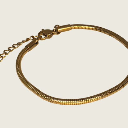 Soft Round Snake Chain Bracelet - Gold - 3mm - Item 901