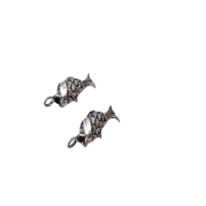 Antique Silver Plated beads - CA-44699 - Fish