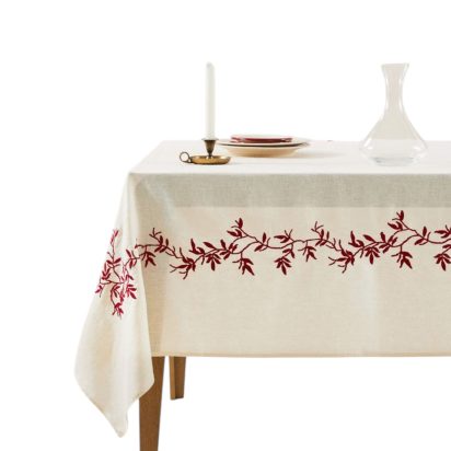 Cream Cotton Tablecloth with Patterns