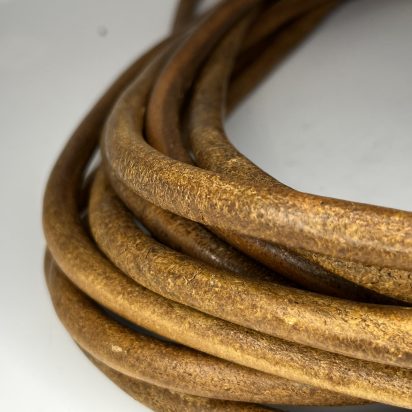 Round Leather Cord - Dark Tan - 10mm