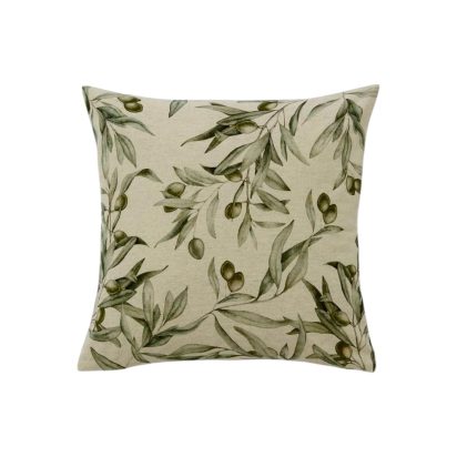 Light Green Cotton Cushion with Olives