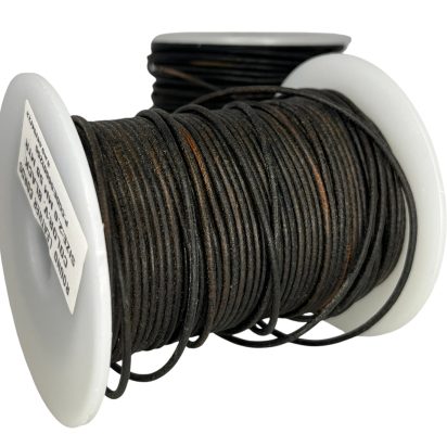 Round Leather Cord - 1mm - Vintage Black