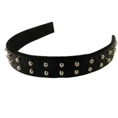 Flat leather with studs-10x2mm-black