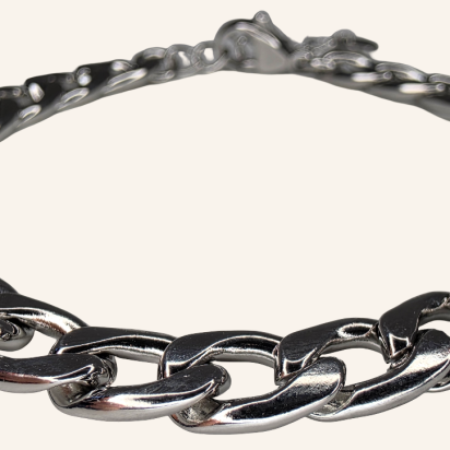 Curb Chain Bracelet - Silver - 7mm - Item 986