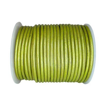 Round Leather Cord -3mm Metallic mustard