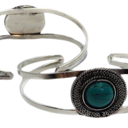 Turquoise Stone Brass Cuff -Style10