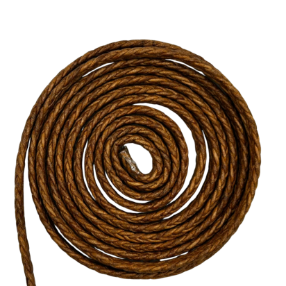 SPIRAL BRAIDED LEATHER CORDS - 11X6MM - DARK TAN