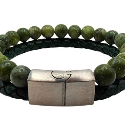 Combination Gemstone and Leather Bracelet - Style 171