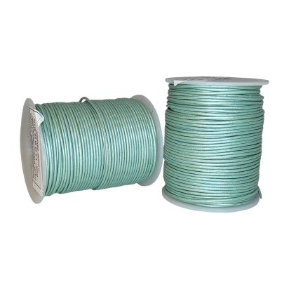 Round Leather Cord -1mm- Metallic Ocean Green