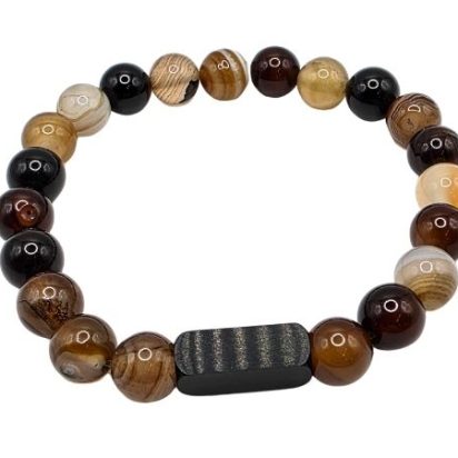 Coffee Stripe Gemstone Bracelet: Style-507 (8mm)