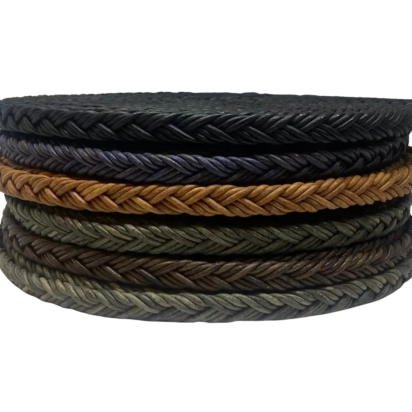 Ibiza braided leather cords - 10*5mm- matt black
