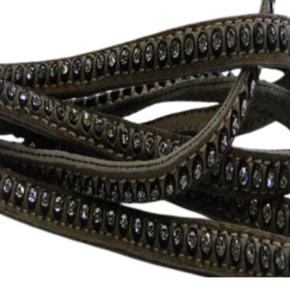 Real Nappa Flat Leather with swarovski crystals - 6mm - medium taupe
