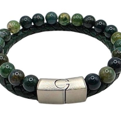 Combination Gemstone and Leather Bracelet - Style 159