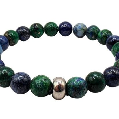 Azurite Malachite Gemstone Bracelet: Style-526 (8mm)