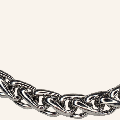 Square Braided NK Chain Bracelet - Silver - 6mm - Item 996