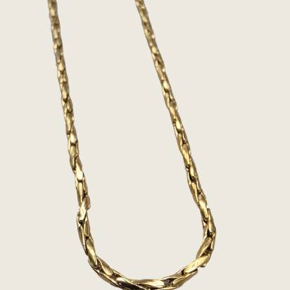 Twisted Square Boston Chain Necklace - Gold - 2mm - Item 903