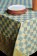 Blue and White Checkered and Bordered Waxed Tablecloth