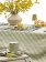 White and Green Printed Waxed Tablecloth