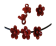 Metal Flower Beads - Red - 8mm