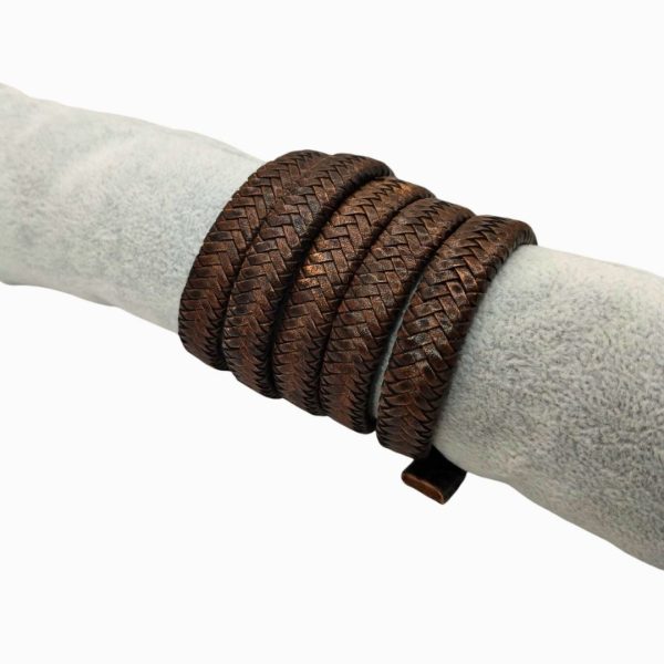 Walnut Braided Leather Cord - 12x6mm - Coffee Brown