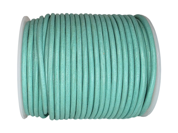 Round Leather Cord - Aquamarine - 3mm