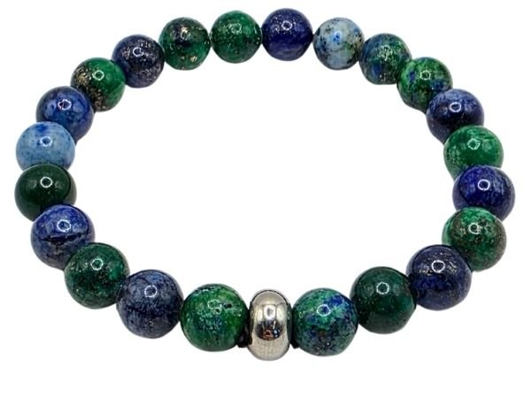 Azurite Malachite Gemstone Bracelet: Style-526 (8mm)