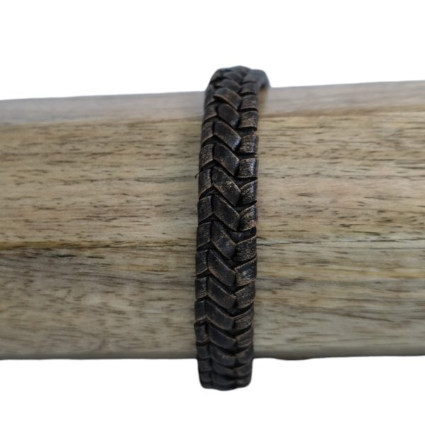 Texas Braided Leather Cord - 14x4mm - Vintage Brown