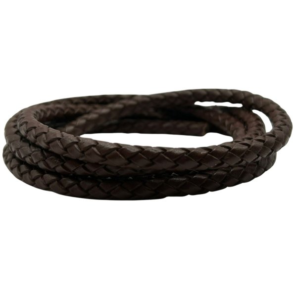 Rome Round Hollow Braided Style - 6mm - Brown