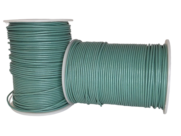 Round Leather Cord - Teal - 2mm